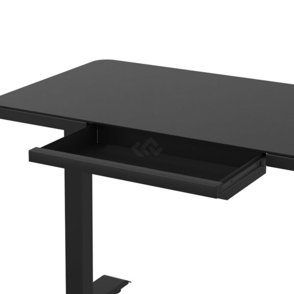 Lade in zwarte, elektrisch verstelbare bureautafel